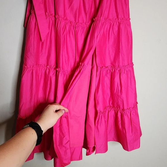 NWT Jason Wu pink cotton teired ruffle belted maxi skirt. Front slit. Large - Picture 3 of 16